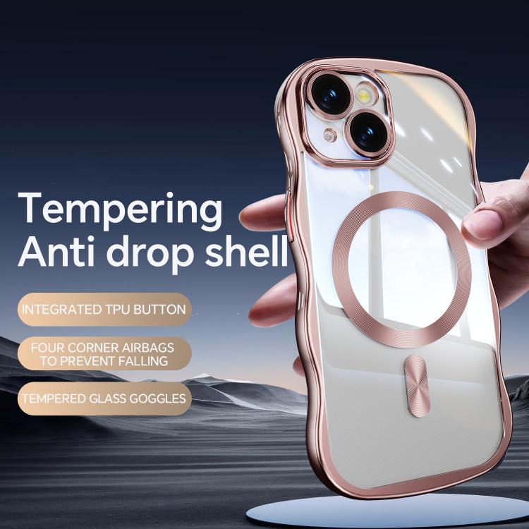 For iPhone 13 Big Wave Electroplating MagSafe Magnetic Phone Case