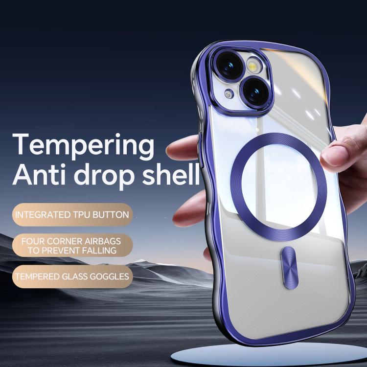 For iPhone 13 Big Wave Electroplating MagSafe Magnetic Phone Case