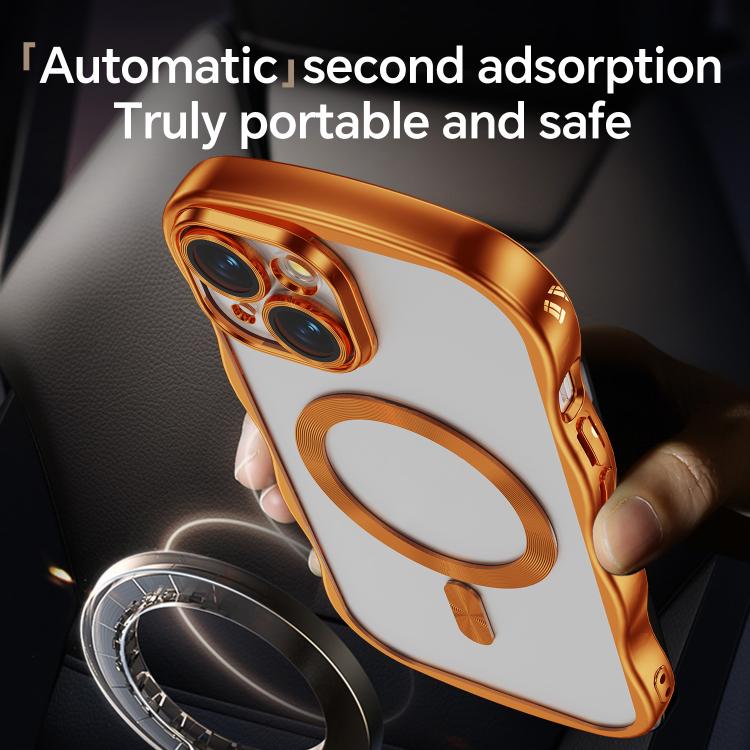 For iPhone 15 Big Wave Electroplating MagSafe Magnetic Phone Case