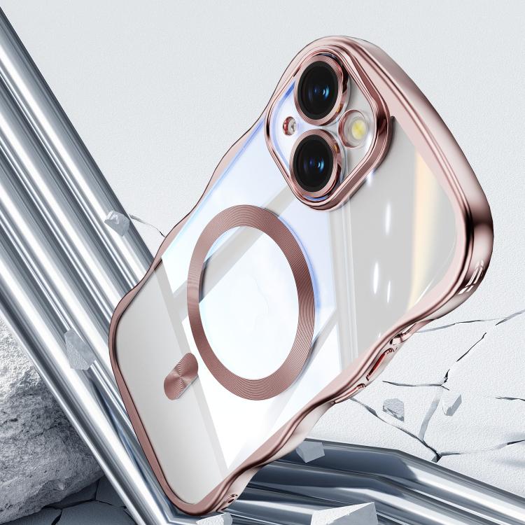 For iPhone 15 Big Wave Electroplating MagSafe Magnetic Phone Case