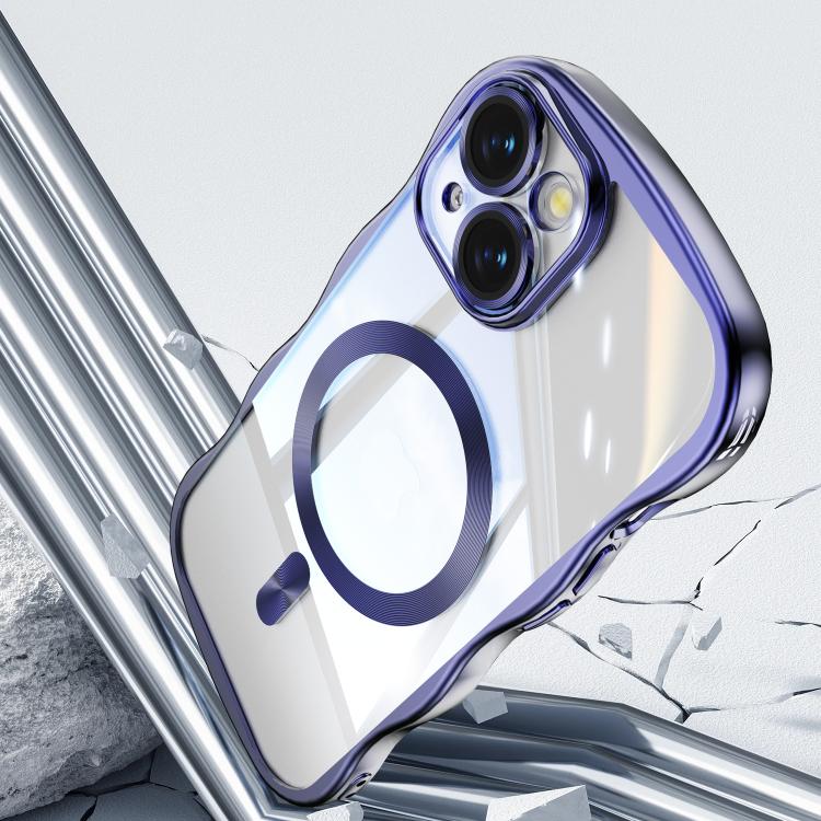 For iPhone 15 Big Wave Electroplating MagSafe Magnetic Phone Case