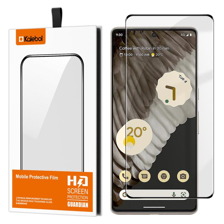 For Google Pixel 7 Pro Kalebol Curved High-Aluminum Screen-Printed Full-Coverage Anti-Fingerprint Black-Bordered HD Tempered Glass Film