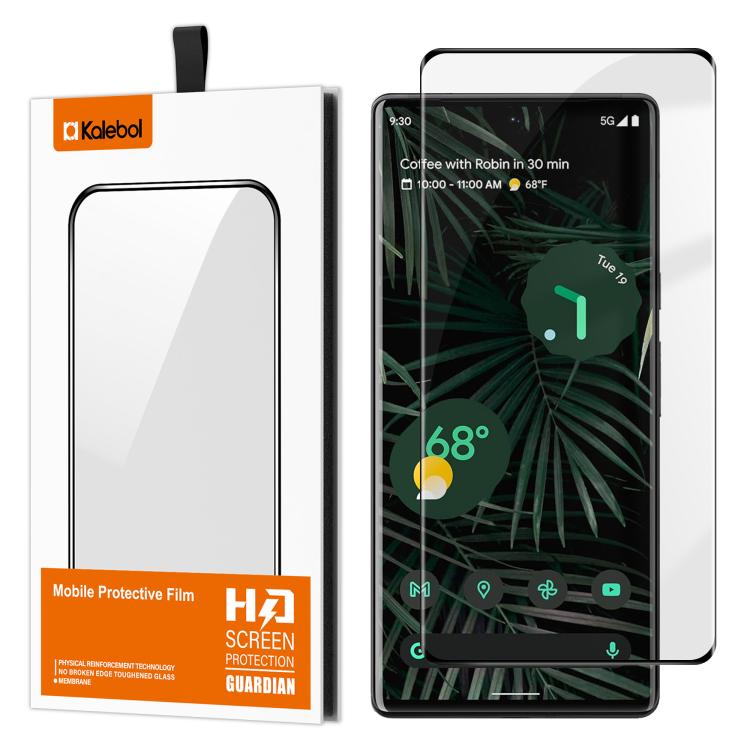 For Google Pixel 6 Pro Kalebol Curved High-Aluminum Screen-Printed Full-Coverage Anti-Fingerprint Black-Bordered HD Tempered Glass Film