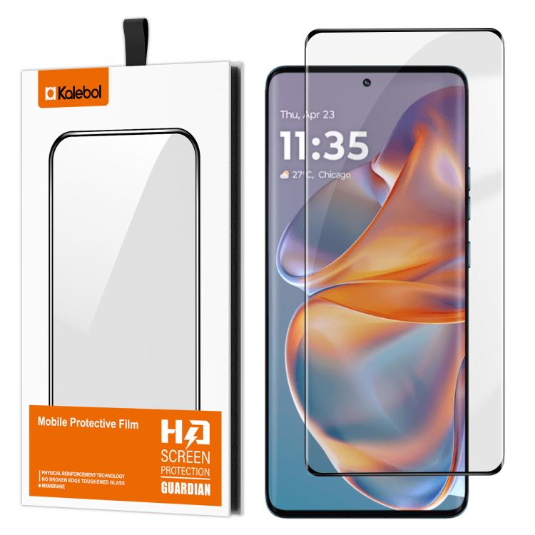 For Motorola Edge 50 Pro Kalebol Curved High-Aluminum Screen-Printed Full-Coverage Anti-Fingerprint Black-Bordered HD Tempered Glass Film