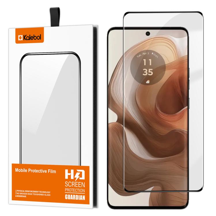 For Motorola Edge 50 Ultra Kalebol Curved High-Aluminum Screen-Printed Full-Coverage Anti-Fingerprint Black-Bordered HD Tempered Glass Film