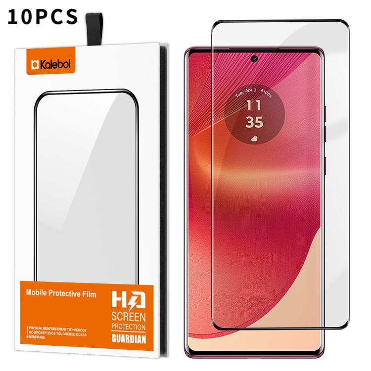 For Motorola Edge 50 Fusion 10pcs Kalebol Curved High-Aluminum Screen-Printed Full-Coverage Anti-Fingerprint Black-Bordered HD Tempered Glass Film