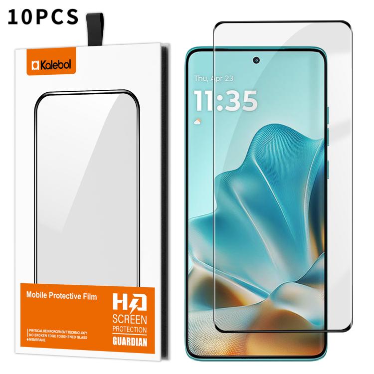 For Motorola Edge 60 Fusion 10pcs Kalebol Curved High-Aluminum Screen-Printed Full-Coverage Anti-Fingerprint Black-Bordered HD Tempered Glass Film