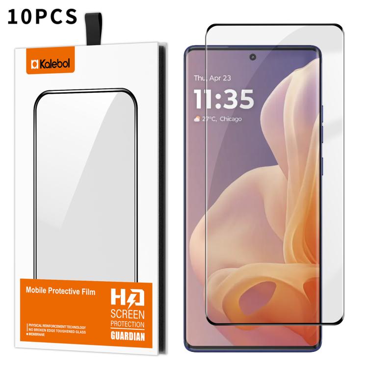 For Motorola Moto G85 10pcs Kalebol Curved High-Aluminum Screen-Printed Full-Coverage Anti-Fingerprint Black-Bordered HD Tempered Glass Film