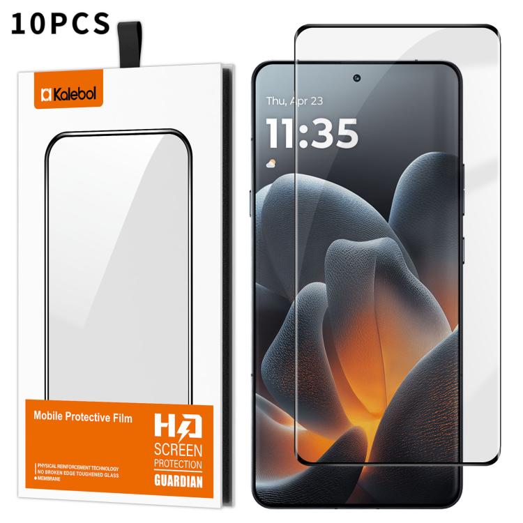 For Motorola Signature 5G 10pcs Kalebol Curved High-Aluminum Screen-Printed Full-Coverage Anti-Fingerprint Black-Bordered HD Tempered Glass Film