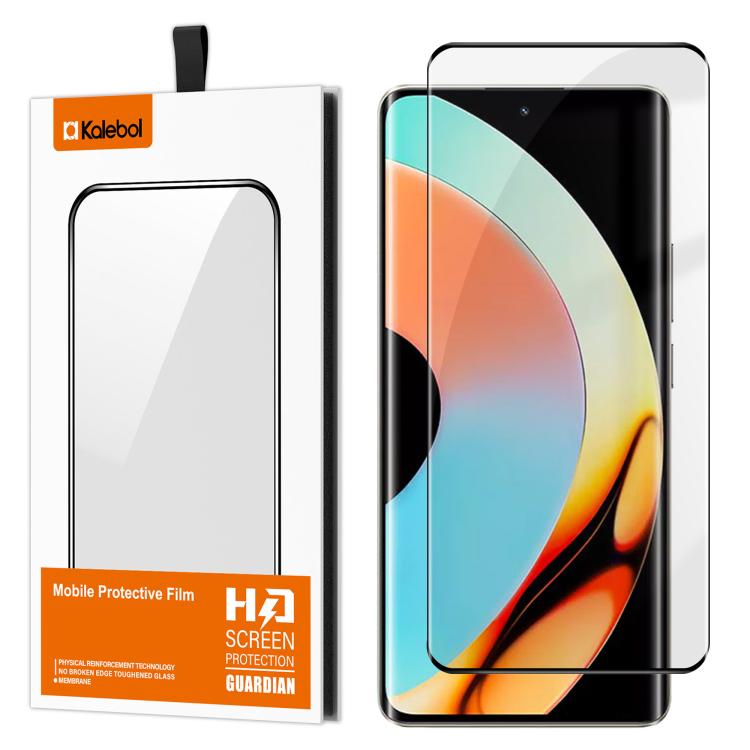 For Realme 10 Pro+ Kalebol Curved High-Aluminum Screen-Printed Full-Coverage Anti-Fingerprint Black-Bordered HD Tempered Glass Film