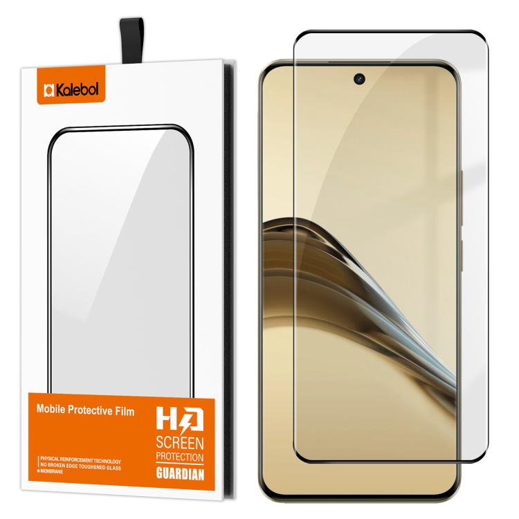 For Realme 13 Pro+ Kalebol Curved High-Aluminum Screen-Printed Full-Coverage Anti-Fingerprint Black-Bordered HD Tempered Glass Film
