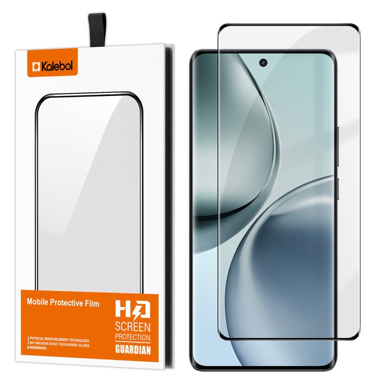 For Realme 14 Pro Kalebol Curved High-Aluminum Screen-Printed Full-Coverage Anti-Fingerprint Black-Bordered HD Tempered Glass Film