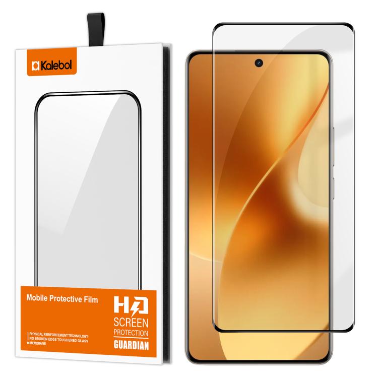 For Realme 15 Pro 5G Kalebol Curved High-Aluminum Screen-Printed Full-Coverage Anti-Fingerprint Black-Bordered HD Tempered Glass Film