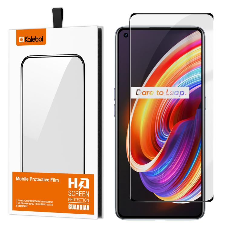 For Realme X7 Pro Kalebol Curved High-Aluminum Screen-Printed Full-Coverage Anti-Fingerprint Black-Bordered HD Tempered Glass Film