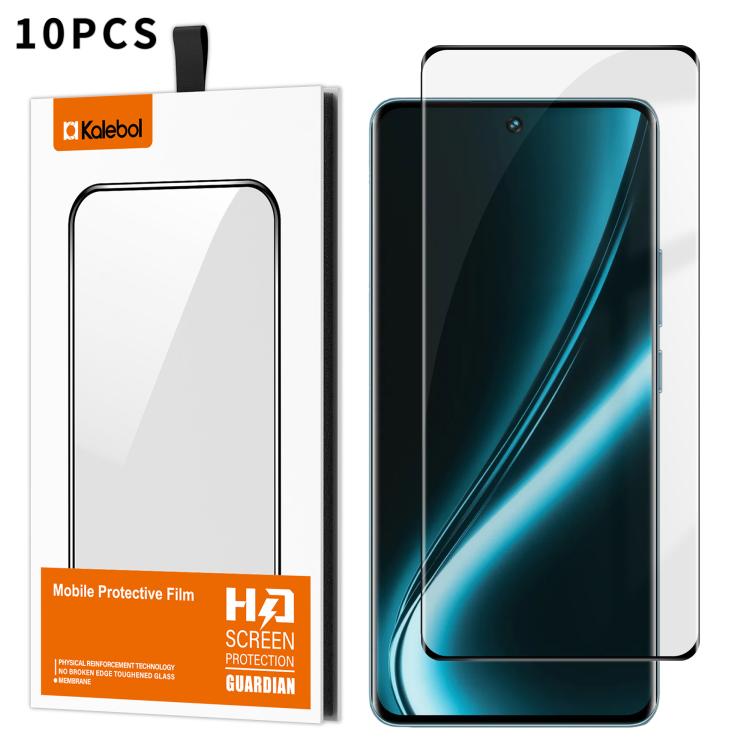 For Realme Narzo 80 Pro 10pcs Kalebol Curved High-Aluminum Screen-Printed Full-Coverage Anti-Fingerprint Black-Bordered HD Tempered Glass Film