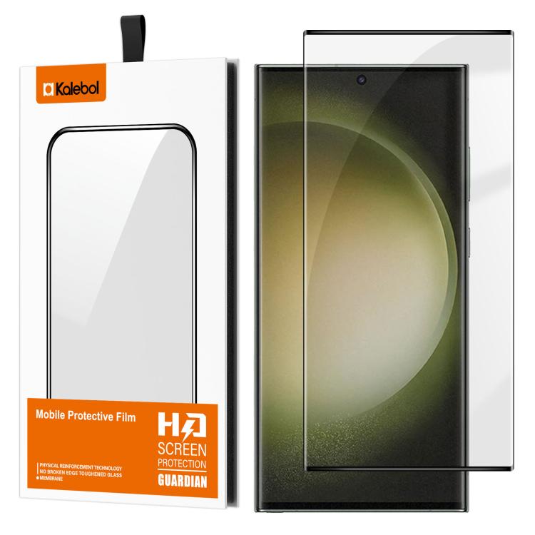 For Samsung Galaxy S23 Ultra 5G Kalebol Curved High-Aluminum Screen-Printed Full-Coverage Anti-Fingerprint Black-Bordered HD Tempered Glass Film