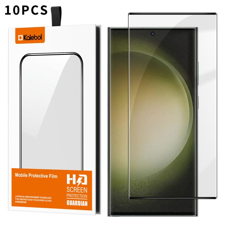 For Samsung Galaxy S23 Ultra 5G 10pcs Kalebol Curved High-Aluminum Screen-Printed Full-Coverage Anti-Fingerprint Black-Bordered HD Tempered Glass Film