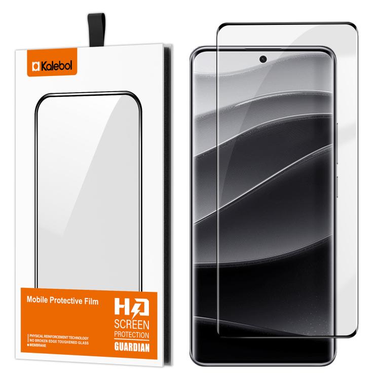 For Redmi Note 14 Pro+ 5G Kalebol Curved High-Aluminum Screen-Printed Full-Coverage Anti-Fingerprint Black-Bordered HD Tempered Glass Film