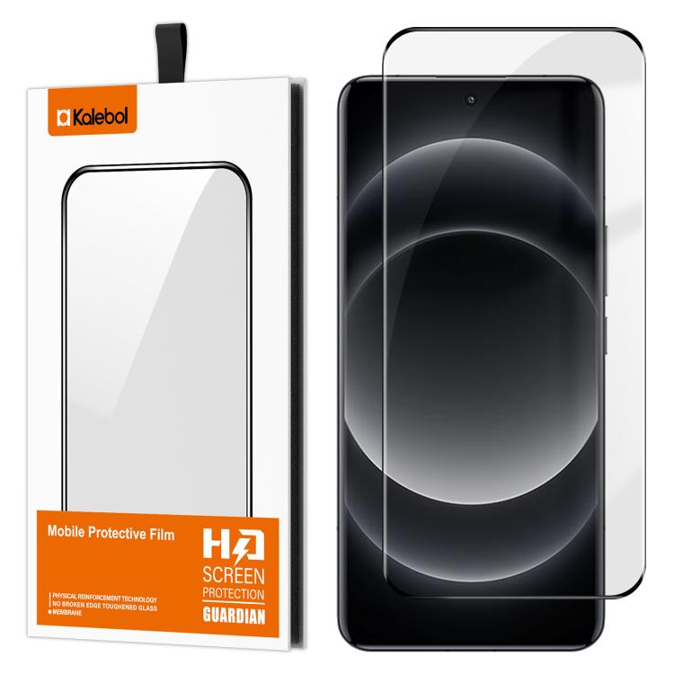 For Xiaomi 14 Ultra Kalebol Curved High-Aluminum Screen-Printed Full-Coverage Anti-Fingerprint Black-Bordered HD Tempered Glass Film