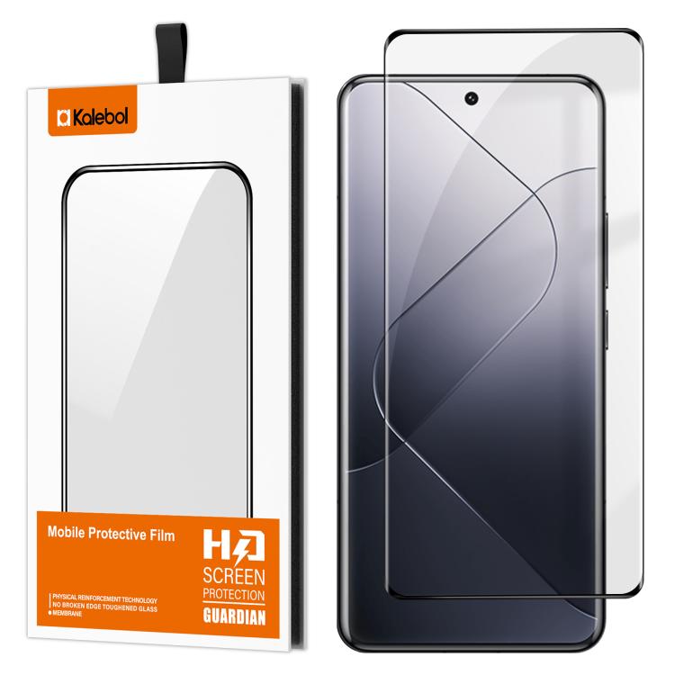 For Xiaomi 14 Pro Kalebol Curved High-Aluminum Screen-Printed Full-Coverage Anti-Fingerprint Black-Bordered HD Tempered Glass Film