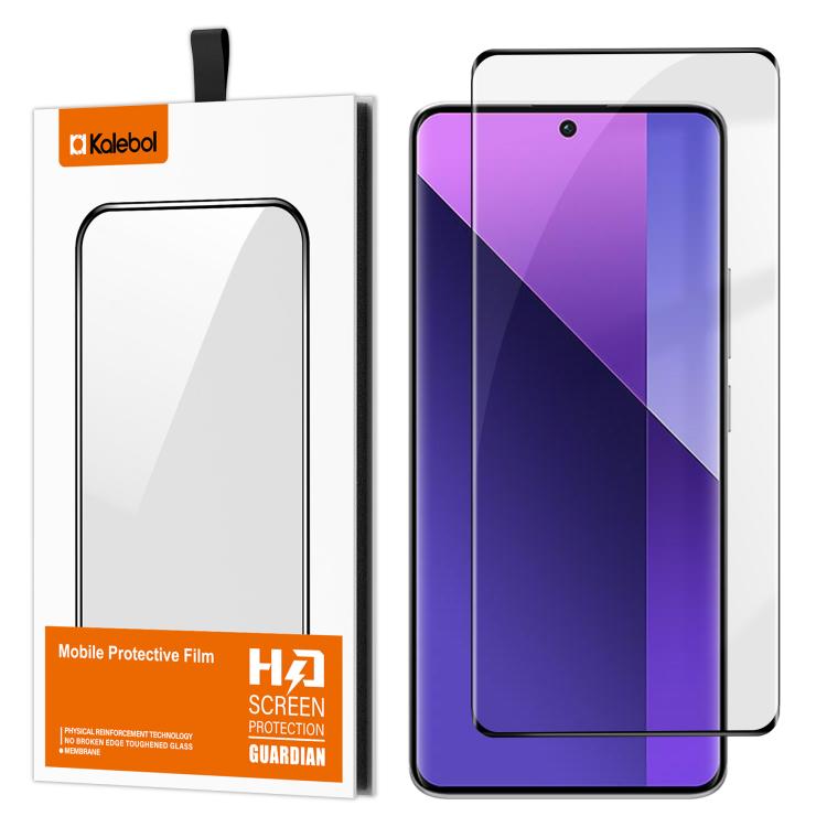 For Redmi Note 13 Pro+ Kalebol Curved High-Aluminum Screen-Printed Full-Coverage Anti-Fingerprint Black-Bordered HD Tempered Glass Film