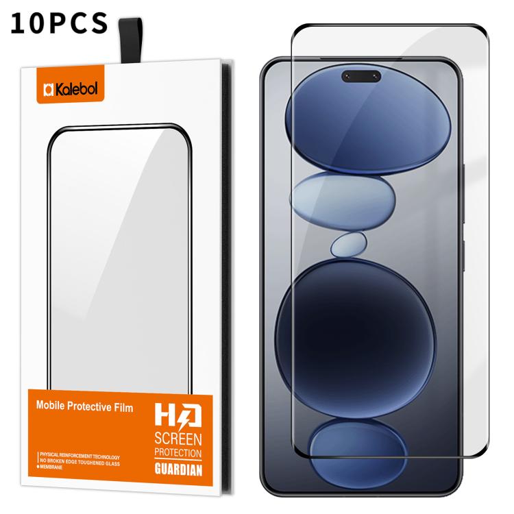 For Xiaomi Civi 5 Pro 10pcs Kalebol Curved High-Aluminum Screen-Printed Full-Coverage Anti-Fingerprint Black-Bordered HD Tempered Glass Film