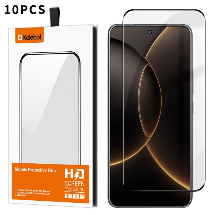 For Xiaomi 15S Pro 10pcs Kalebol Curved High-Aluminum Screen-Printed Full-Coverage Anti-Fingerprint Black-Bordered HD Tempered Glass Film