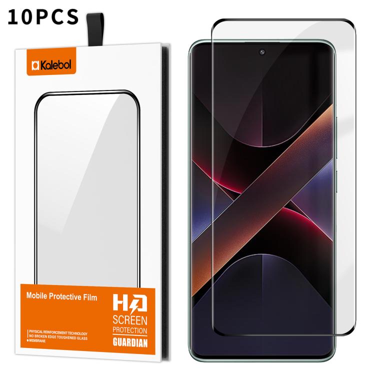 For Xiaomi Poco X7 10pcs Kalebol Curved High-Aluminum Screen-Printed Full-Coverage Anti-Fingerprint Black-Bordered HD Tempered Glass Film