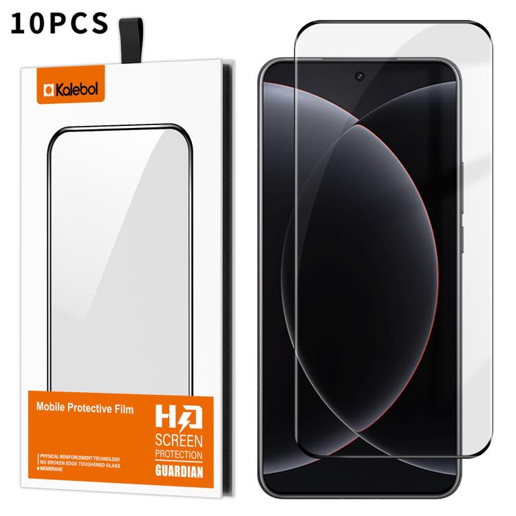 For Xiaomi 15 Ultra 10pcs Kalebol Curved High-Aluminum Screen-Printed Full-Coverage Anti-Fingerprint Black-Bordered HD Tempered Glass Film