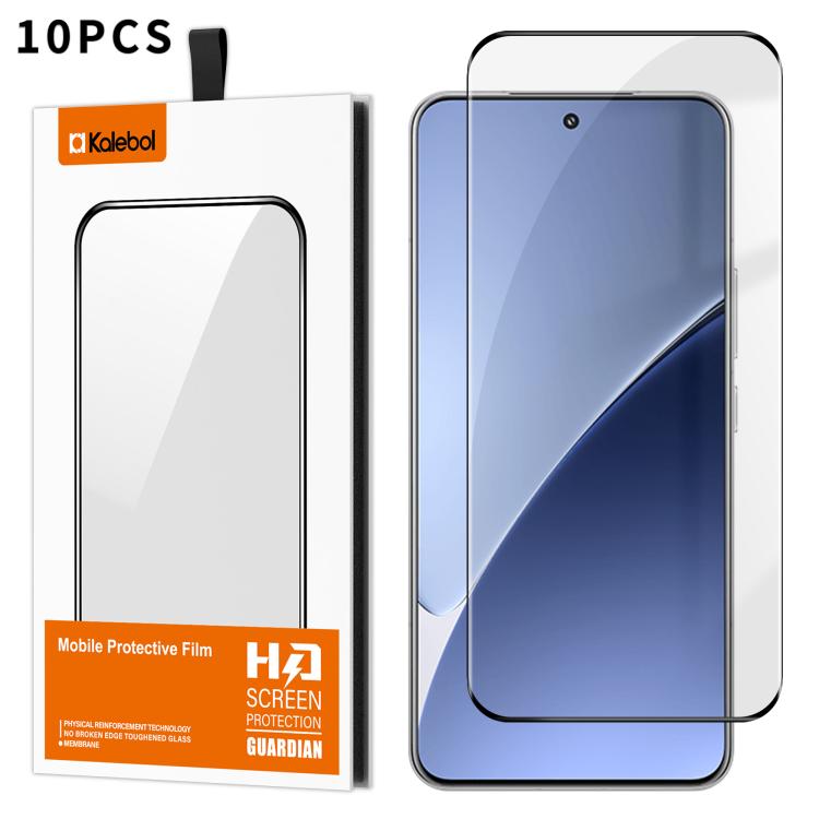 For Xiaomi 15 Pro 10pcs Kalebol Curved High-Aluminum Screen-Printed Full-Coverage Anti-Fingerprint Black-Bordered HD Tempered Glass Film