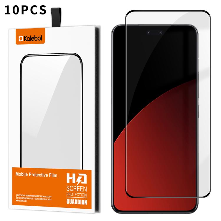 For Xiaomi Civi 4 Pro 10pcs Kalebol Curved High-Aluminum Screen-Printed Full-Coverage Anti-Fingerprint Black-Bordered HD Tempered Glass Film