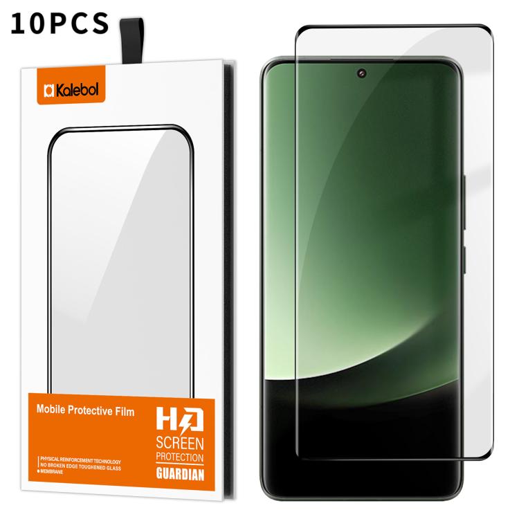 For Xiaomi 13 Ultra 10pcs Kalebol Curved High-Aluminum Screen-Printed Full-Coverage Anti-Fingerprint Black-Bordered HD Tempered Glass Film