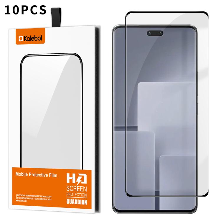 For Xiaomi Civi 3 10pcs Kalebol Curved High-Aluminum Screen-Printed Full-Coverage Anti-Fingerprint Black-Bordered HD Tempered Glass Film
