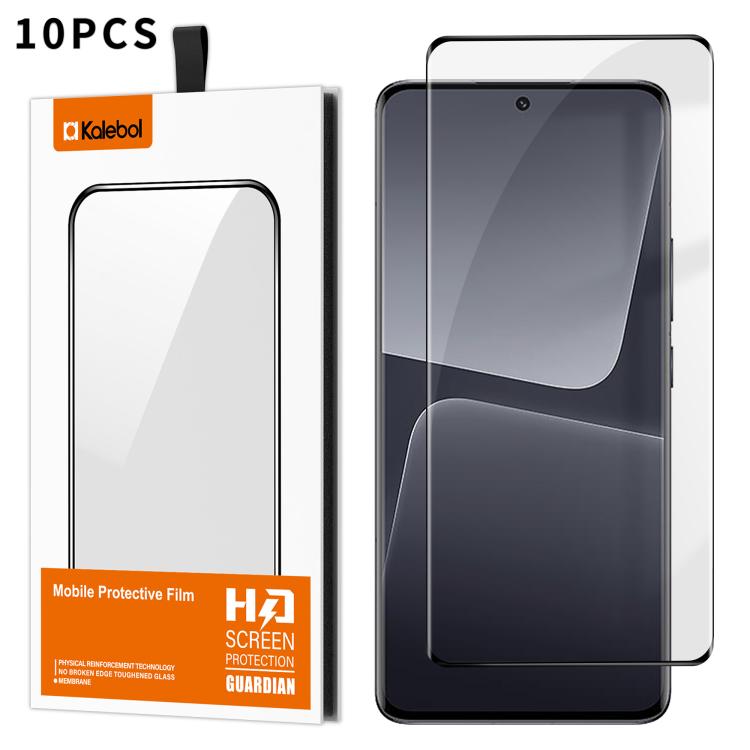 For Xiaomi 13 Pro 10pcs Kalebol Curved High-Aluminum Screen-Printed Full-Coverage Anti-Fingerprint Black-Bordered HD Tempered Glass Film