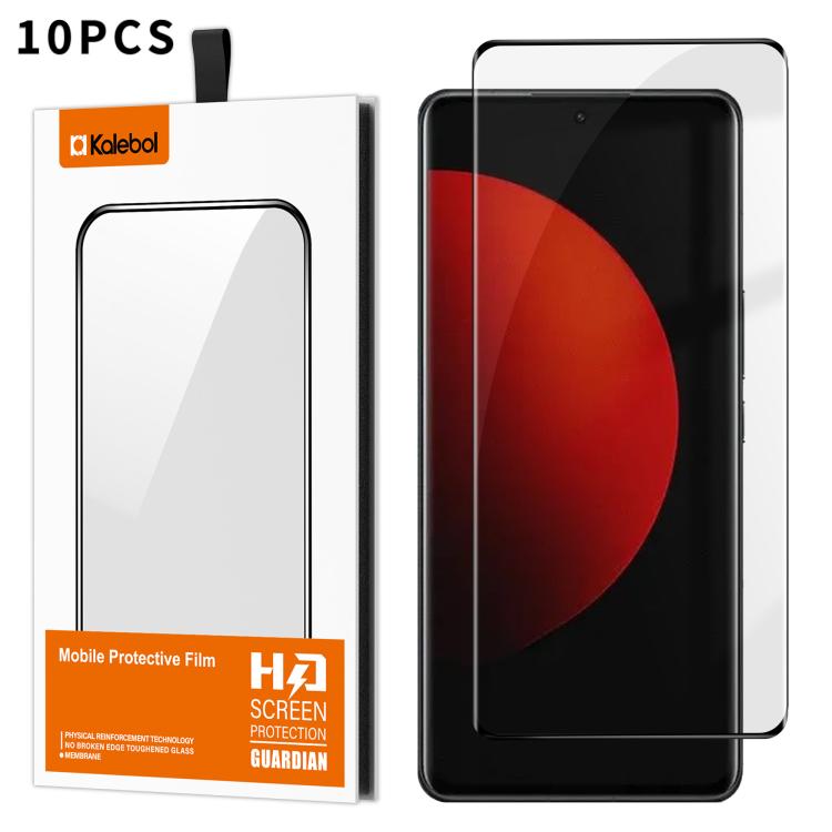 For Xiaomi 12S Ultra 10pcs Kalebol Curved High-Aluminum Screen-Printed Full-Coverage Anti-Fingerprint Black-Bordered HD Tempered Glass Film