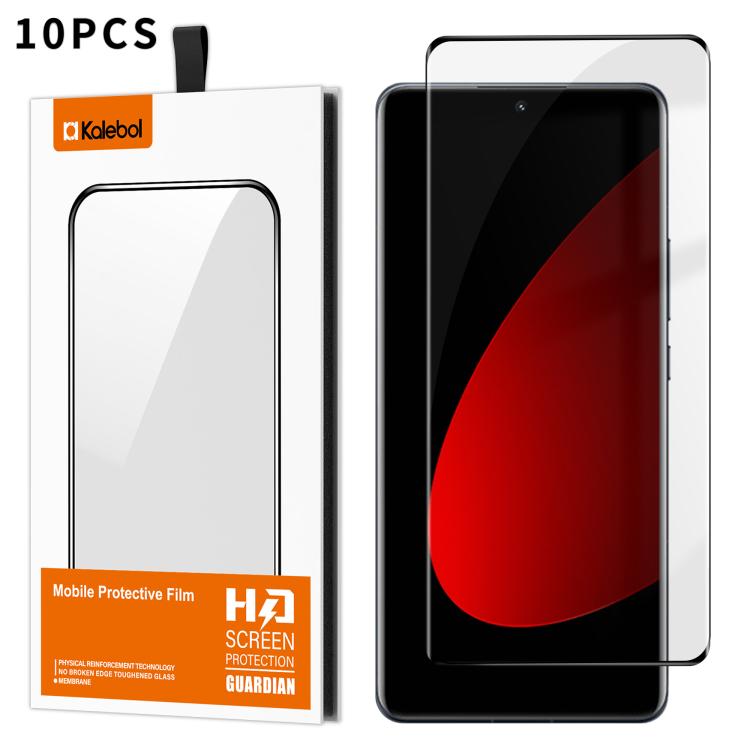 For Xiaomi 12S 10pcs Kalebol Curved High-Aluminum Screen-Printed Full-Coverage Anti-Fingerprint Black-Bordered HD Tempered Glass Film
