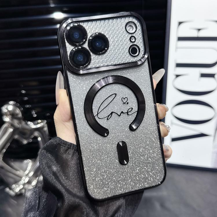 For iPhone 17 Pro Max Electroplated Dual-Loves Gradient Glitter MagSafe TPU Phone Case