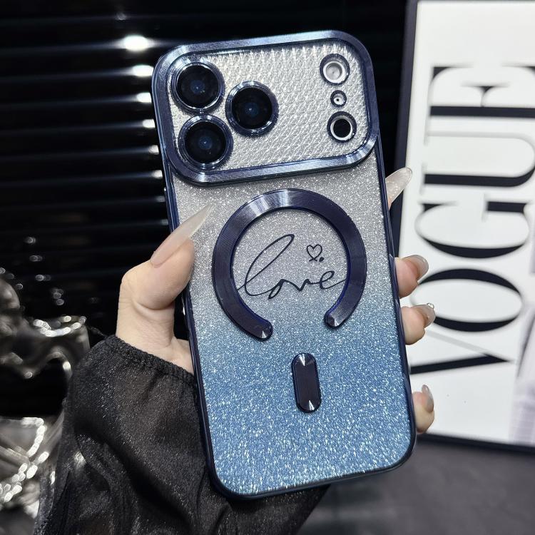 For iPhone 17 Pro Electroplated Dual-Loves Gradient Glitter MagSafe TPU Phone Case