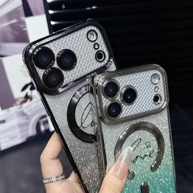 For iPhone 17 Pro Electroplated Dual-Loves Gradient Glitter MagSafe TPU Phone Case