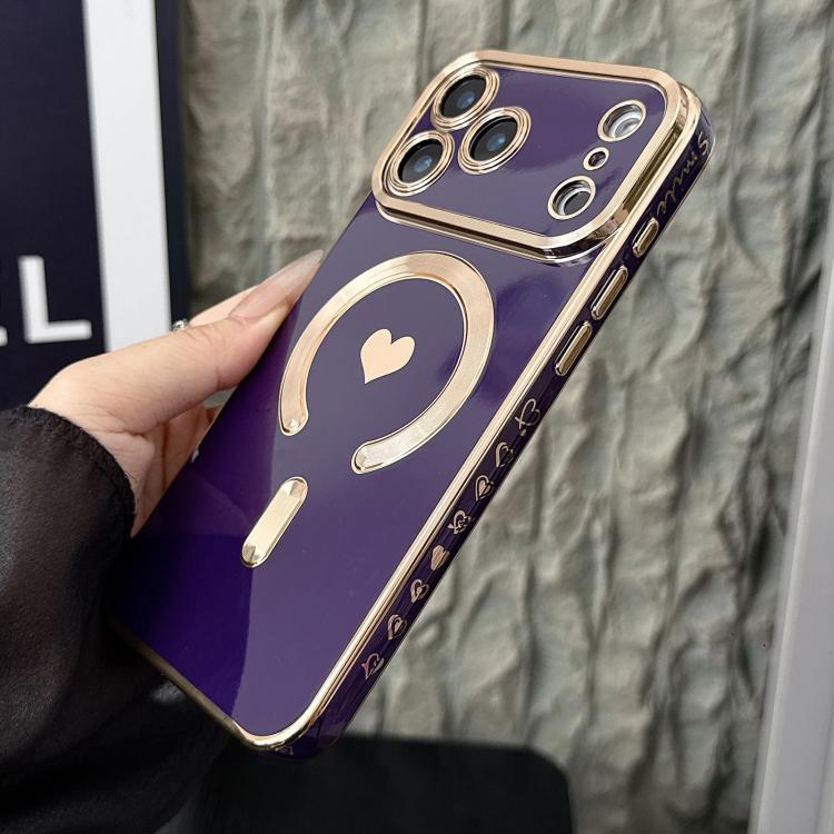 For iPhone 17 Pro Max Pupil Side Electroplated Loves MagSafe TPU Phone Case
