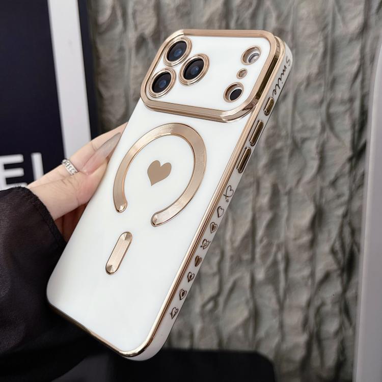 For iPhone 17 Pro Pupil Side Electroplated Loves MagSafe TPU Phone Case