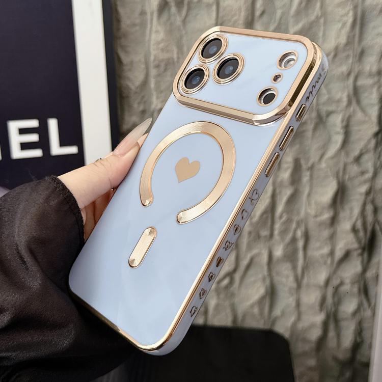 For iPhone 17 Pro Pupil Side Electroplated Loves MagSafe TPU Phone Case