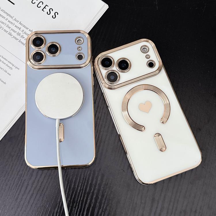 For iPhone 17 Pro Pupil Side Electroplated Loves MagSafe TPU Phone Case