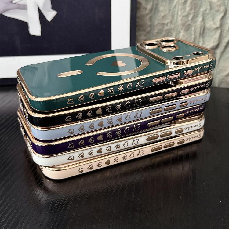For iPhone 17 Pro Pupil Side Electroplated Loves MagSafe TPU Phone Case