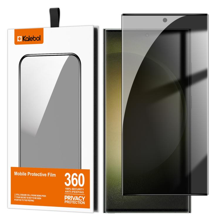 For Samsung Galaxy S23 Ultra 5G Kalebol Curved High-Aluminum Screen-Printed Full-Coverage Anti-Fingerprint Black-Border Privacy Tempered Glass Film