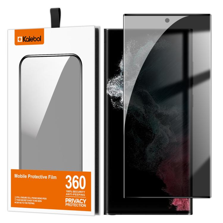 For Samsung Galaxy S22 Ultra 5G Kalebol Curved High-Aluminum Screen-Printed Full-Coverage Anti-Fingerprint Black-Border Privacy Tempered Glass Film