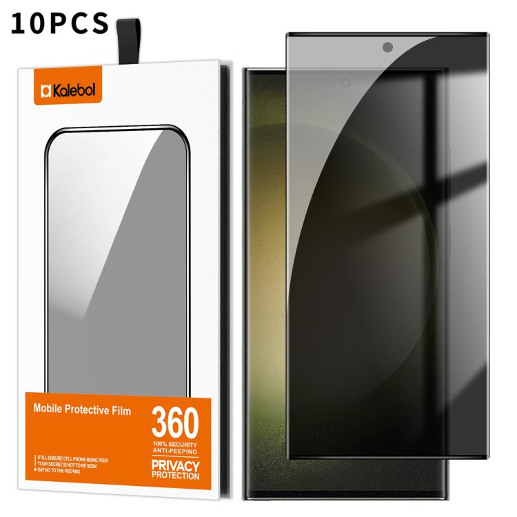 For Samsung Galaxy S23 Ultra 5G 10pcs Kalebol Curved High-Aluminum Screen-Printed Full-Coverage Anti-Fingerprint Black-Border Privacy Tempered Glass Film