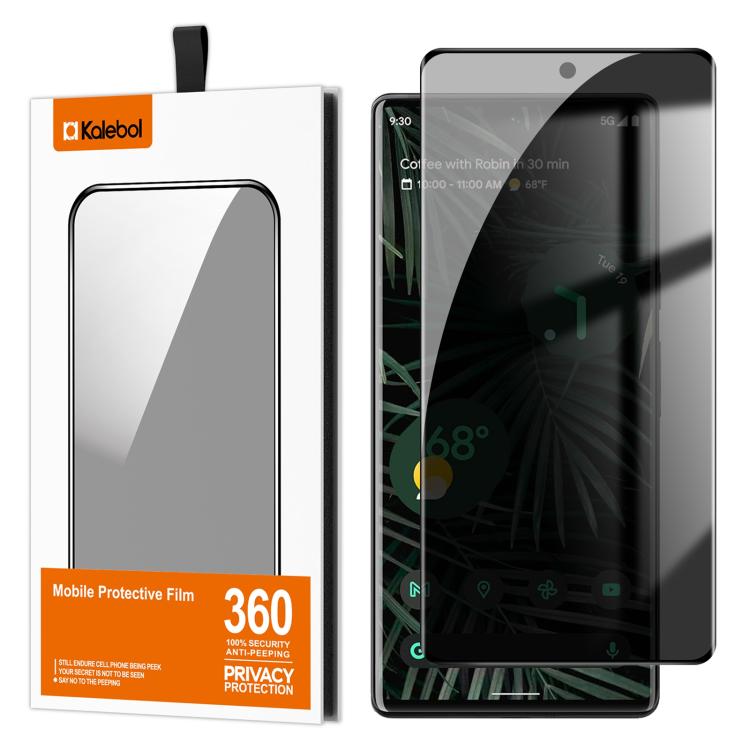 For Google Pixel 6 Pro Kalebol Curved High-Aluminum Screen-Printed Full-Coverage Anti-Fingerprint Black-Border Privacy Tempered Glass Film