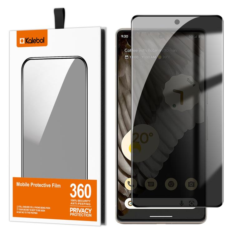 For Google Pixel 7 Pro Kalebol Curved High-Aluminum Screen-Printed Full-Coverage Anti-Fingerprint Black-Border Privacy Tempered Glass Film