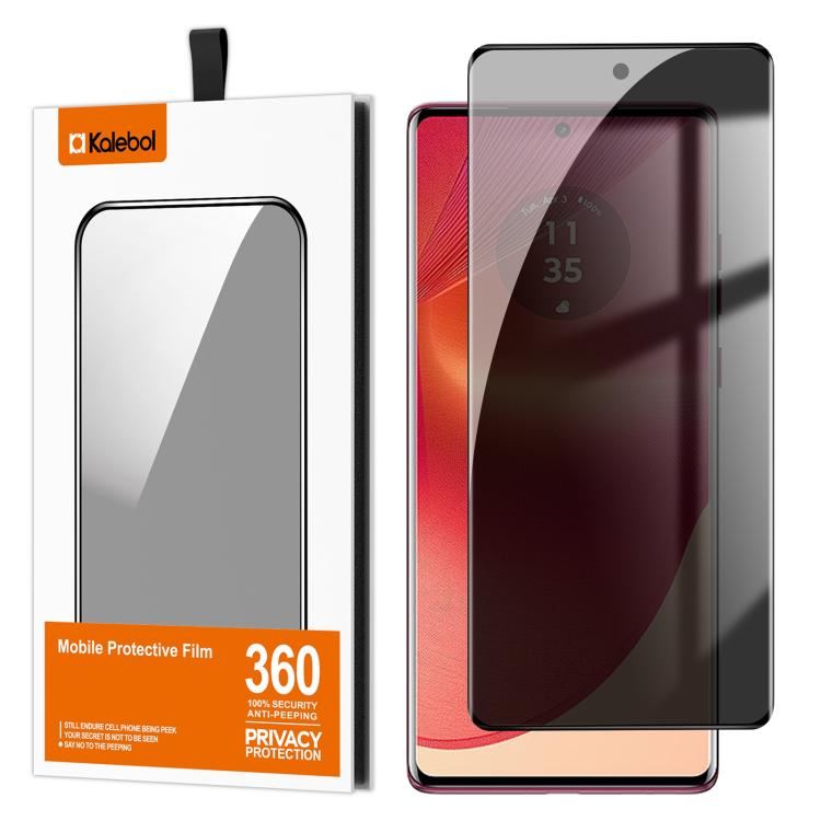 For Motorola Edge 50 Fusion Kalebol Curved High-Aluminum Screen-Printed Full-Coverage Anti-Fingerprint Black-Border Privacy Tempered Glass Film